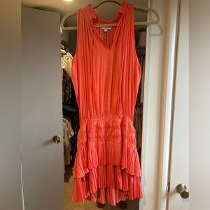 Coral ruffle dress